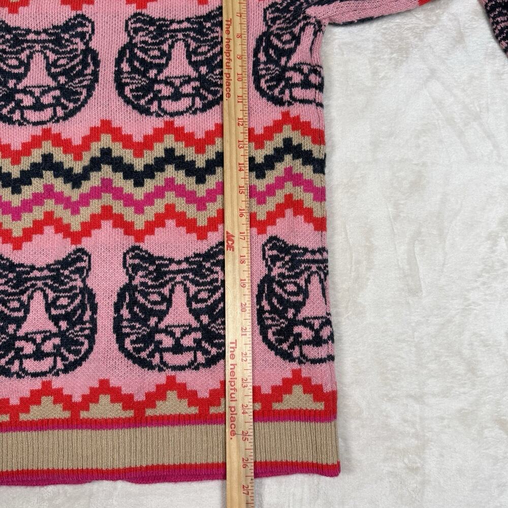 Boden Quinn Boyfriend Cardigan Tiger Pink Red Black Tan Fair Isle Intarsia Sz S - Picture 7 of 8
